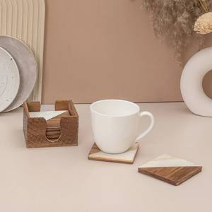 High Quality Eco-Friendly ArtisanVibe Customizable <b>Set</b> of 4 Classic <b>Wooden</b> Coasters Perfect Drink Mats for Beer <b>Tea</b> & Coffee - Product Image 2