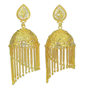 Indian <b>Gold</b> <b>Plated</b> Jhumka Jhumki Layered Fringe Dangle <b>Earring</b> Set Jewelry Chain <b>Earrings</b> Solid Color Dubai Turkish Bollywood - Product Image 1