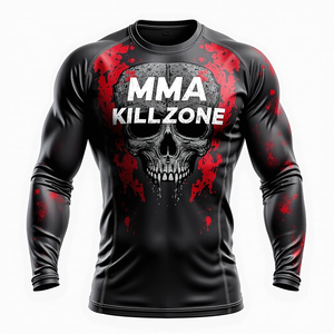 Custom Premium BJJ Rash Guards Diseño personalizado 100% Venta al por mayor MMA Rash Guards Fabricante para entrenar Sparring y Jiu Jitsu - Product Image 1