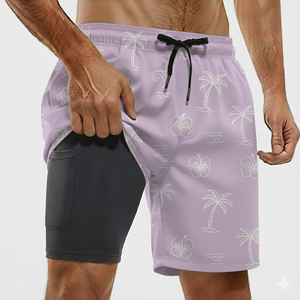 Quick Dry Breathable Waterproof UV Protection Lightweight <b>Men's</b> <b>Swim</b> Trunks <b>Shorts</b> Elastic Mid Waist <b>Floral</b> Print OEM - Product Image 4