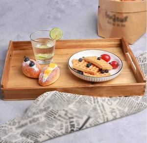 Plateau en bois de manguier naturel de qualité supérieure avec poignées Plateau de service en bois sculpté à la main Table à manger Restaurant et hôtel Plateaux d'utilisation - Product Image 2