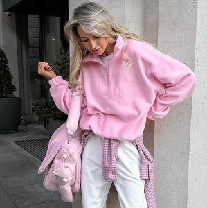 Sweat-shirt à épaules tombantes surdimensionné imprimé personnalisé de haute qualité pour femmes Style coréen Sweat-shirt à capuche en coton pour l'hiver - Product Image 6