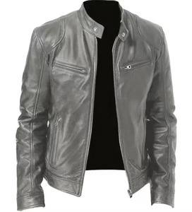 Vestes en cuir pour hommes nouveau printemps col vêtements d'extérieur noir doux Faux cuir hommes support poche veste pour hommes livraison DDP - Product Image 2