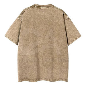 เสื้อยืดโอเวอร์ไซส์สำหรับผู้ชายแบบย้อมสี เสื้อยืดผ้าฝ้ายทรงหลวมแบบซักนุ่ม เสื้อเชิ้ตโอเวอร์ไซส์สำหรับผู้ชายแบบลำลอง เสื้อเชิ้ตลำลอง - Product Image 2