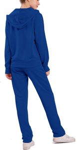 Ensemble de survêtement pour femme en polaire léger en polyester/coton d'hiver, fermeture à cordon respirante, jogging - Product Image 2