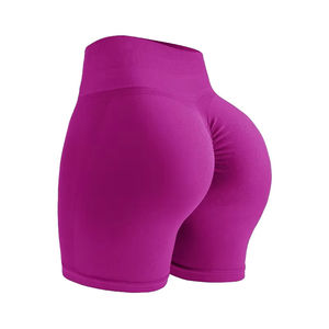 Pantalon de sport taille haute pour femme Short de yoga respirant à séchage rapide Scrunch Butt Biker Shorts motif solide en gros - Product Image 4