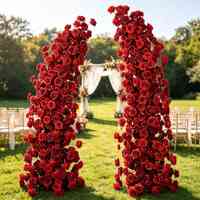 Arche florale de luxe en soie bordeaux avec roses artificielles pour la décoration de cérémonies de mariage, de fêtes et d'événements, taille personnalisée