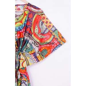 Nouvelle Arrivée Robe Kaftan Midi en Coton pour Femme, Tenue de Plage, Vêtement de Nuit Indien d'Été, Lavable, Taille Naturelle - Product Image 4