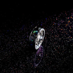 Jeulia Rose <b>Gold</b> Plated Titanium Steel Men's Band with <b>Opal</b> Inlay - Product Image 4