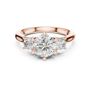 Bague de fiançailles en or rose 14 carats avec diamant rond de 1,81 carat cultivé en laboratoire, certifié IGI, style classique pour femmes |   Nouveau diamant cultivé - Product Image 1