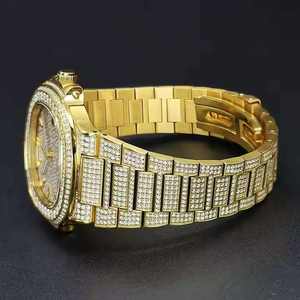 Reloj de Pulsera de Cuero Unisex con Diamantes de Imitación VVS Moissanite, Estilo Hip Hop, Mecánico, Personalizado, de Acero Inoxidable, Color Oro Rosa y Plata - Product Image 6