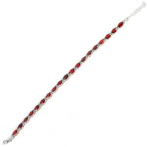 สร้อยข้อมือแฟชั่นรูปอัลมอนด์ประดับทับทิมเงินแท้ 925 - Product Image 2