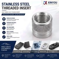 Insert fileté moleté en acier inoxydable, insert tourné CNC pour sertissage à chaud pour boîtier en plastique M2 M3 M4 M5 M6