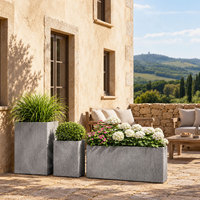Kebe Grands Pots de plantes d'intérieur gris Boîte de fleurs rectangulaire géante Patio Balcon Pots d'intérieur Pots d'intérieur à grandes fleurs