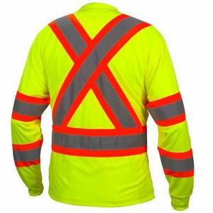 Camisa de Trabajo de Seguridad de Alta Visibilidad con Mangas Largas y Cinta Reflectante para Hombre y Mujer, Camisa Verde Fluorescente con Bolsillo - Product Image 2