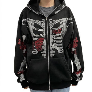 Femmes meilleur pull à capuche surdimensionné Style décontracté strass embellissement Logo personnalisé col à capuche hiver grande taille doublure - Product Image 6