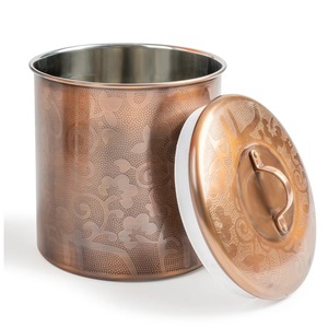 Récipient alimentaire carré en aluminium de style bronze antique, motif gravé complexe, compatible lave-vaisselle, écologique pour café, thé, sucre - Product Image 4