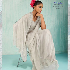 Virela moderne indien ethnique Saree Tussar soie motif Floral réversible sans rides pour les festivals de fête en gros disponible - Product Image 1