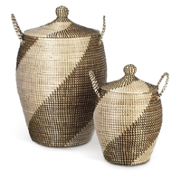 Panier en jonc de mer King Craft Viet, grand panier en osier et en tissu tissé à la main, organisateur de maison pour les jouets et le rangement du linge