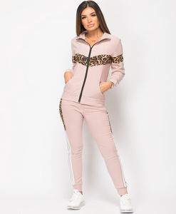 2024 nuevo diseño señoras leopardo Panel pulóver y Joggers conjunto de manga larga cuello redondo Multicolor mujeres chándal - Product Image 6