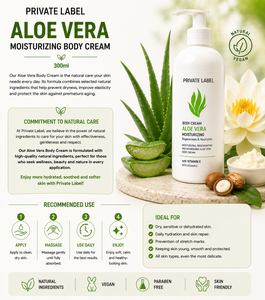 Crème pour le corps à l'aloe vera en marque privée 300ml OEM |   Crème réparatrice hydratante pour le corps anti-âge et anti-vergetures |   Espagne UE - Product Image 3