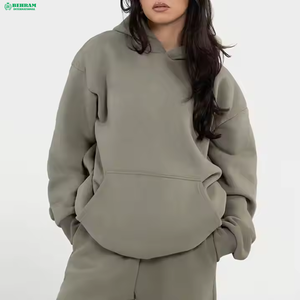 Wholesale <b>Women's</b> Winter <b>Hoodies</b> Sweatshirts 100% Cotton Fleece Solid Colors Knitted Breathable Quick Dry Long Sleeve Front - Product Image 3