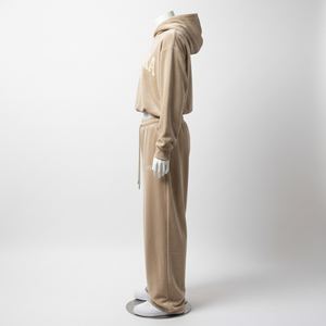 Conjunto Deportivo de Terciopelo para Mujer, Sudadera Corta con Capucha y Pantalones Ajustados para Ropa Urbana, Ligero, Transpirable, Ecológico, Estilo Y2K Personalizado - Product Image 4