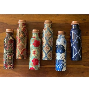 Botella de Agua de Cobre de 1000 ml con Diseño Cultural de Rajasthan, Botella con Estampado Artístico Meena, Diferentes Diseños, Beneficios para la Salud, Hecha a Mano - Product Image 6