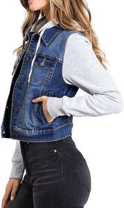 Veste en jean courte pour femme, bleu délavé de haute qualité, décontractée, prix d'usine - Product Image 4