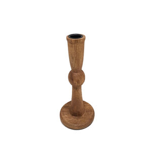 Bougeoir conique en bois brun fini pour mariage à la maison éclairage de table de noël décor fait à la main en vrac - Product Image 1