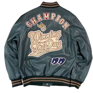 Veste bomber universitaire en chenille brodée sur mesure, col montant, coupe-vent d'hiver, style streetwear, pour hommes - Product Image 5