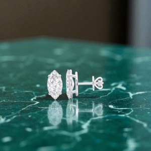 4.00 CT E-F/VVS-VS Marquise Cut Moissanite Stone Four Prong <b>Set</b> <b>Stud</b> <b>Earring</b> Made in 925 Sterling <b>Silver</b> For Unisex - Product Image 2