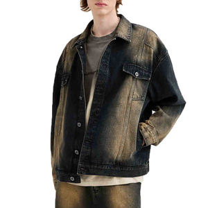 Vente directe à prix d'usine en gros de conception de logo personnalisé veste en jean pour hommes de haute qualité hiver décontracté Vintage 100% coton - Product Image 1