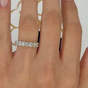 1,2 TC elegante ovalado Moissanite Damond boda banda 950 platino media eternidad anillo de piedras preciosas a juego para mujeres - Product Image 3