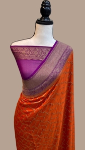 Saris en soie de brocart sur mesure avec bordures en brocart idéal pour la revente par les créateurs de vêtements en rouge foncé - Product Image 6