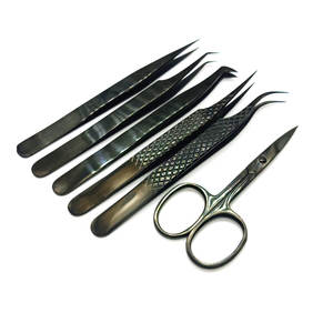 Pinzas de pestañas de volumen de diseño de mano antideslizante de alta calidad caja profesional puntiaguda embalaje Etiqueta Privada para extensión de pestañas - Product Image 1