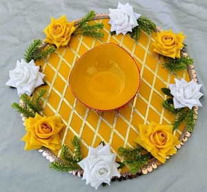 Artisanat créatif mariage Haldi cérémonie plateau bague de fiançailles plateau saison de mariage nouveaux modèles anneau cérémonie plaque - Product Image 2