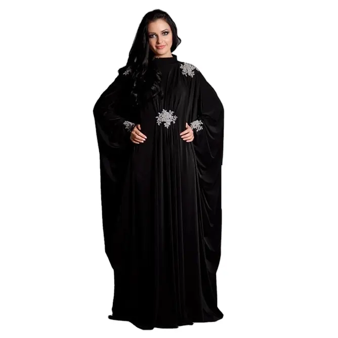 Dupatta Dubai tarzı ile moda arapça siyah Abaya High End kumaş Kaftan çarşaf İslami elbise Kaftan toptan ucuz