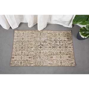 Vintage <b>Turkish</b> Wool <b>Rug</b> Beige Brown 2 X 3.3ft Classic Style Large Area Rectangle Patchwork for Bedroom Latex Hallway - Product Image 2