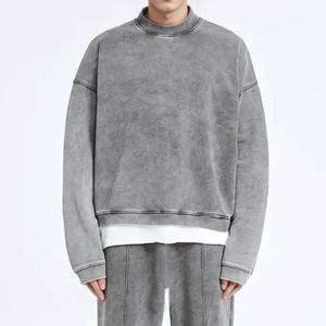 Sudadera Extra Grande de Estilo Urbano Vintage, de 400 g/m², con Hombros Caídos, Cuello Redondo, Lavado Ácido, para Hombre - Product Image 1