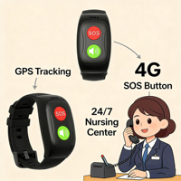 Reloj Inteligente con Rastreador GPS 4G, Certificado CE RoHS, Batería de 680 mAh, Monitor de Frecuencia Cardíaca y Presión Arterial Instantáneo, Alarma de Caídas, Botón de Pánico SOS, Pulsera Inteligente