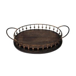 Plateau en bois et en métal pour taille personnalisée prix bon marché avec forme ronde polie à la main pour un meilleur polissage - Product Image 4