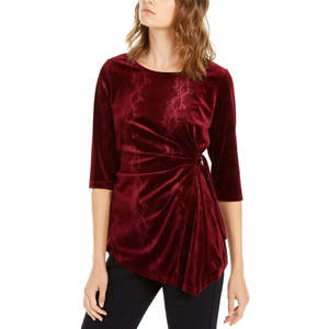 Top in Velluto Lavorato a Mano da Donna Alfani, Stampa Pelle di Serpente, Laccio Laterale, Inverno e Autunno, Colore Vino, Taglia XX-Large con Decorazione Ricamata - Product Image 1