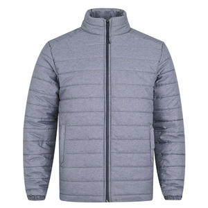 Chaqueta acolchada de lona personalizable de alta calidad para hombre, chaqueta de burbujas de invierno con cremallera frontal, servicio al por mayor OEM más vendido - Product Image 1