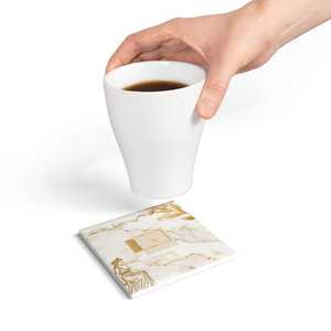 Sous-verre élégant en céramique de marbre inspiré par l'art grec ancien cadeau de décoration pour elle - Product Image 1
