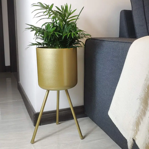 Vente chaude Jardinière Industrielle En Métal En Laiton Doré avec Support Décoration De Table Intérieure Pot De Fleur Amovible Pots Modernes - Product Image 3