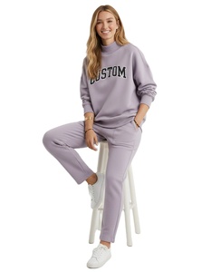 Sweat-shirt d'hiver surdimensionné en molleton polyester/coton de haute qualité avec logo personnalisé OEM 2026, position du logo sur le devant, pour femme - Product Image 1