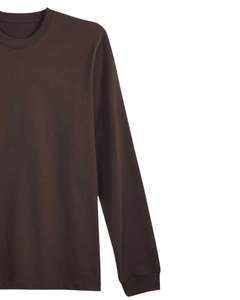 Camiseta Unisex Básica de Algodón de Manga Larga con Cuello Redondo, Color Sólido Informal, Cómoda para Uso Diario, Tejido Suave, Suministro al por Mayor - Product Image 3