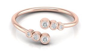 Anillo de calidad encantador para mujer, con 6 diamantes facetados cultivados en laboratorio, corte redondo, engastados en oro amarillo, ajustable, para fiesta, anillo abierto para ella. - Product Image 5