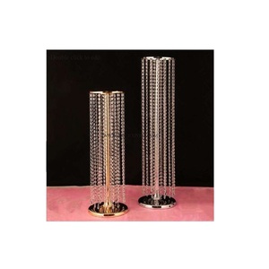 ชุดคริสตัลขัดเงาสีทองและสีเงิน2ชิ้นพร้อมแท่นวางโลหะสำหรับวางกลางโต๊ะขาตั้งแบบฮาโลวในบ้านดีไซน์หรูหราขายส่ง - Product Image 1